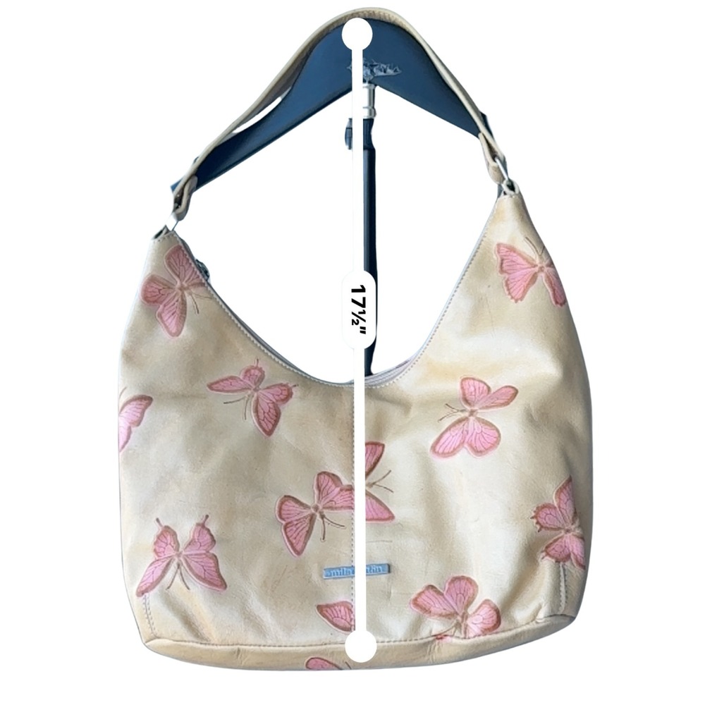 Mila Schon Vintage Y2K Butterfly Leather Handbag Cream Pink Fairy Coquette Rare - Picture 9 of 12